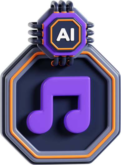 Artificial Intelligence Music 3D Illustration